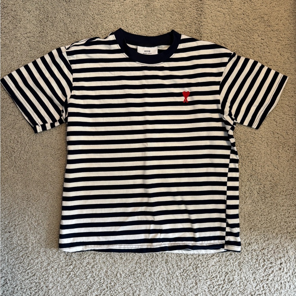 Ami Alexandre Mattiussi Navy Striped Tee
